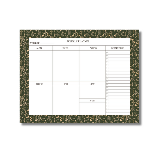 Green Floral Weekly Planner