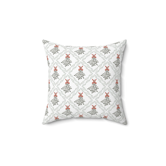 Holiday Watercolor Mistletoe Pattern Pillow - Set of 2