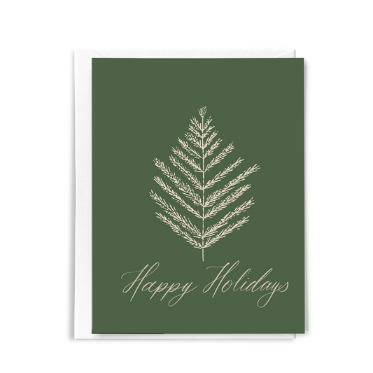 Simple Winter Foliage Happy Holidays Card