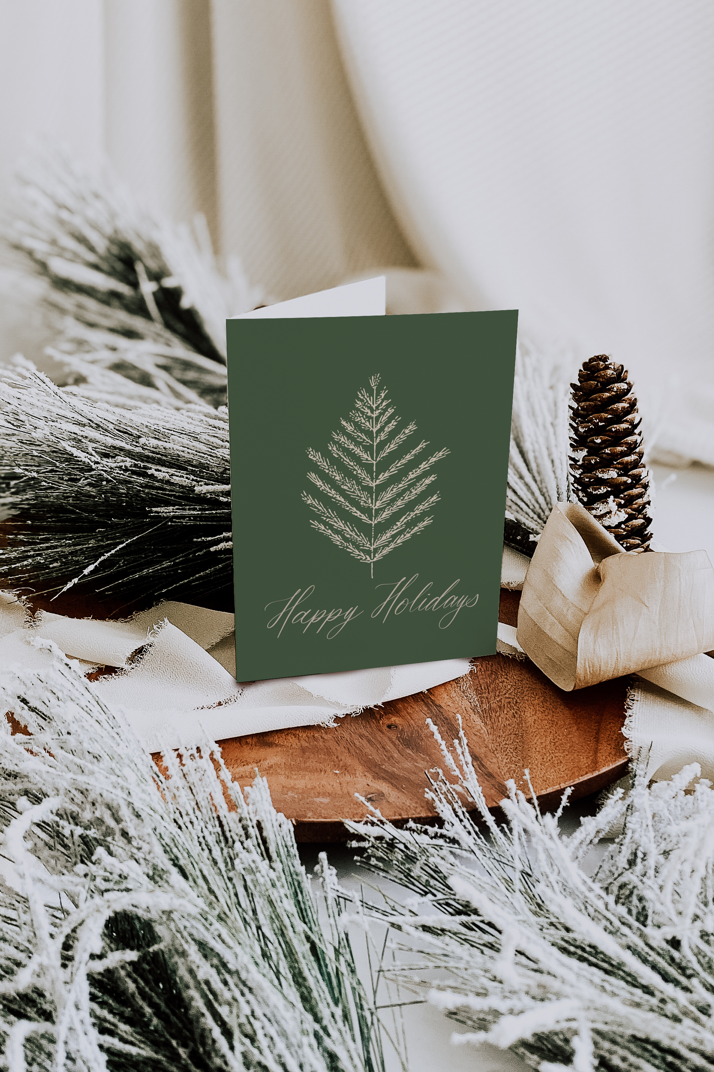 Simple Winter Foliage Happy Holidays Card