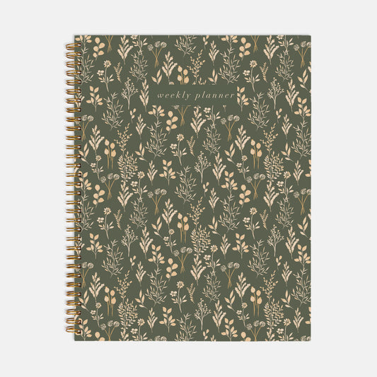 Green Dainty Flowers Undated 2024-2025 Planner